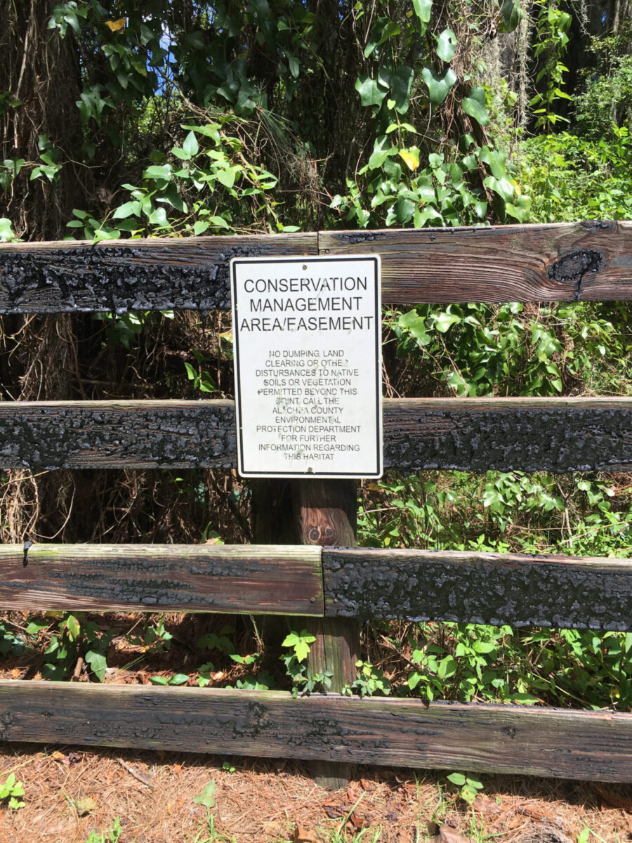 Smiths Creek - Conservation Management Area/Easement sign on fence.